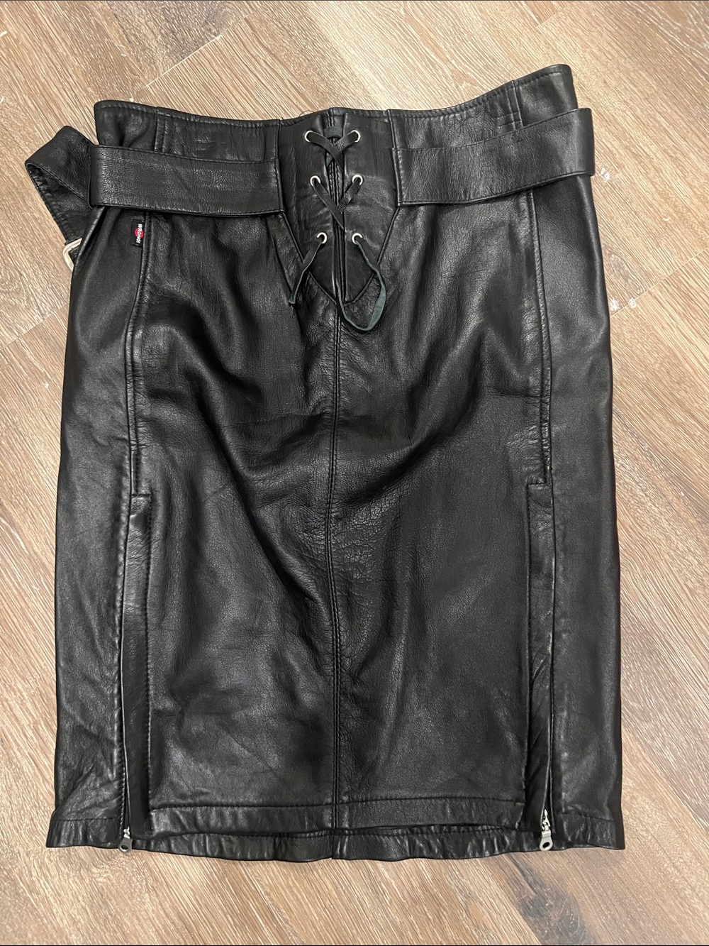 Black Leather Pencil Skirt Y2K